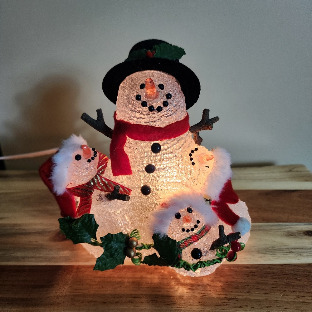 Vintage Christmas Snowmen Lamp
